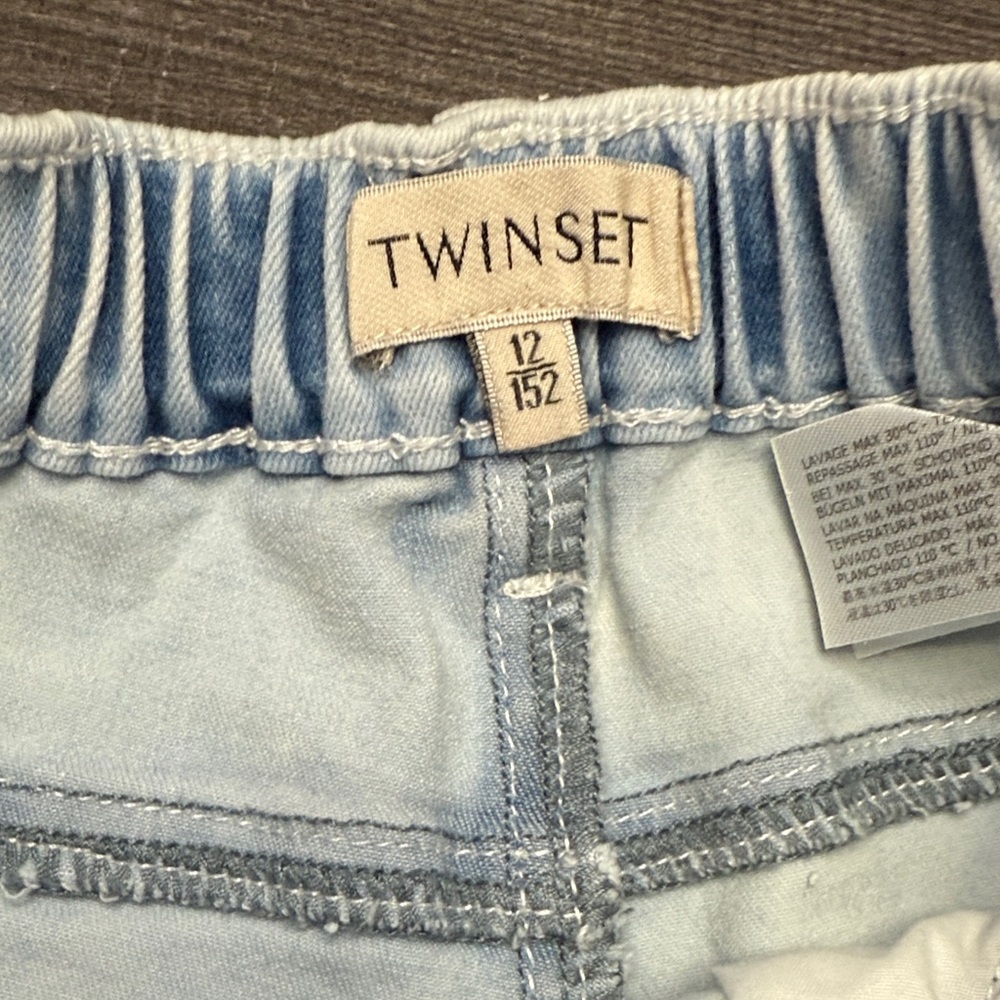 Twin-Set Denim Ruffle Shorts in Light Blue - Picture 5 of 5